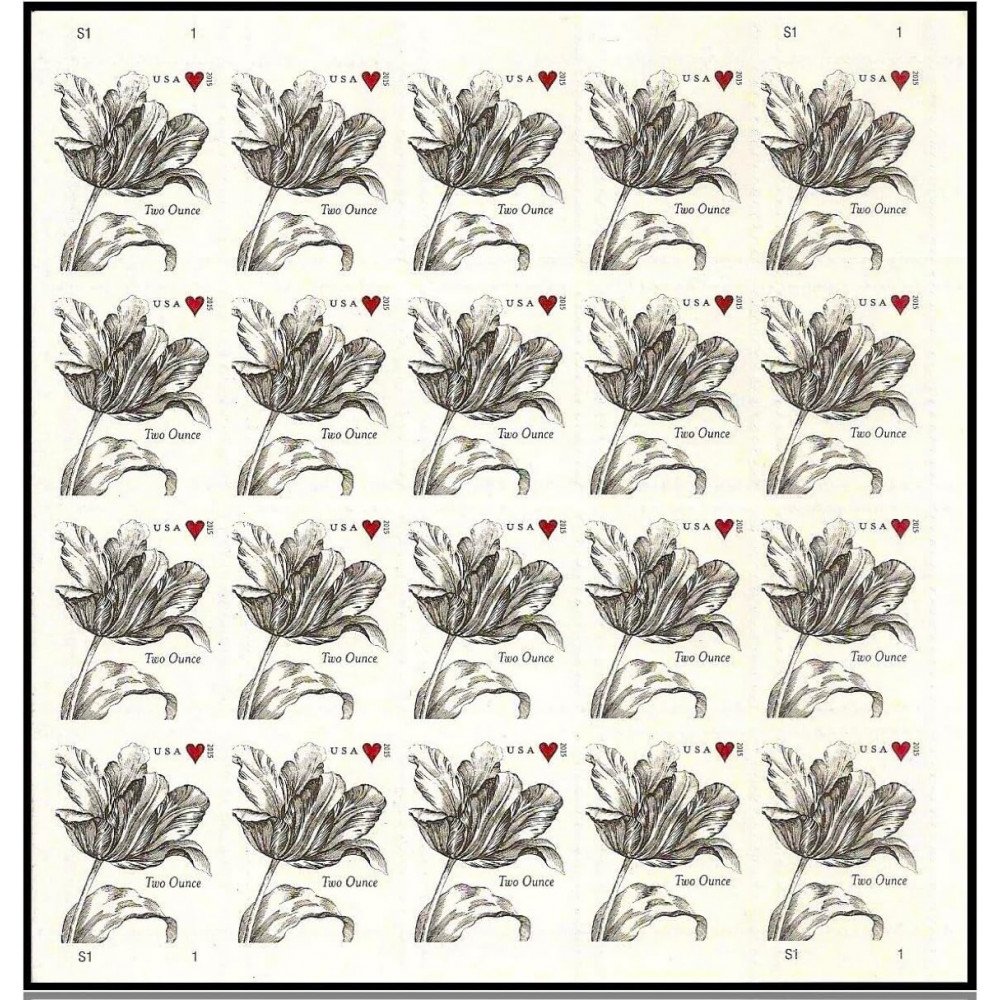2015 Vintage Tulip Pane Postage Wedding Stamps