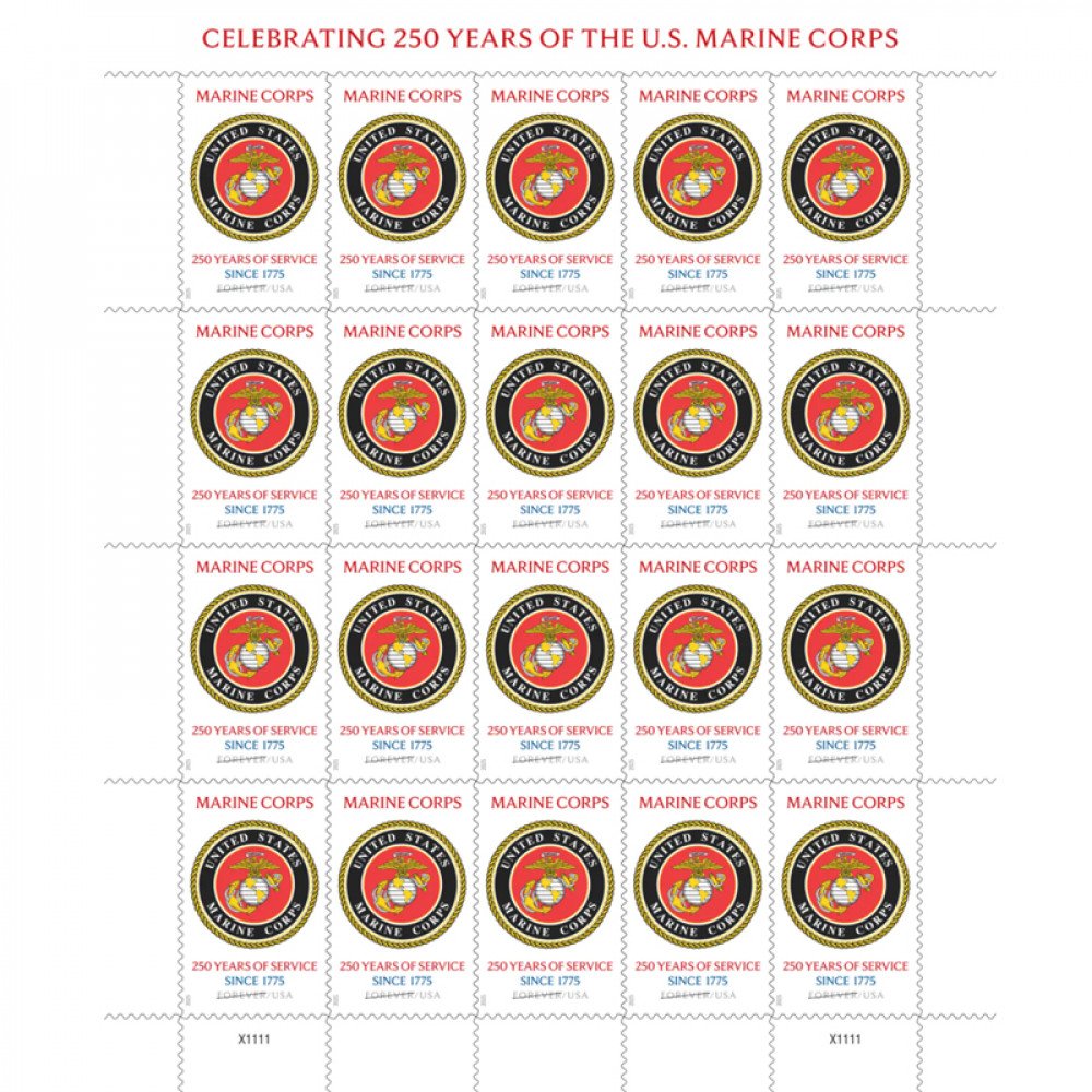 2025 U.S. Marine Corps 250th Stamps,Sheet of 20