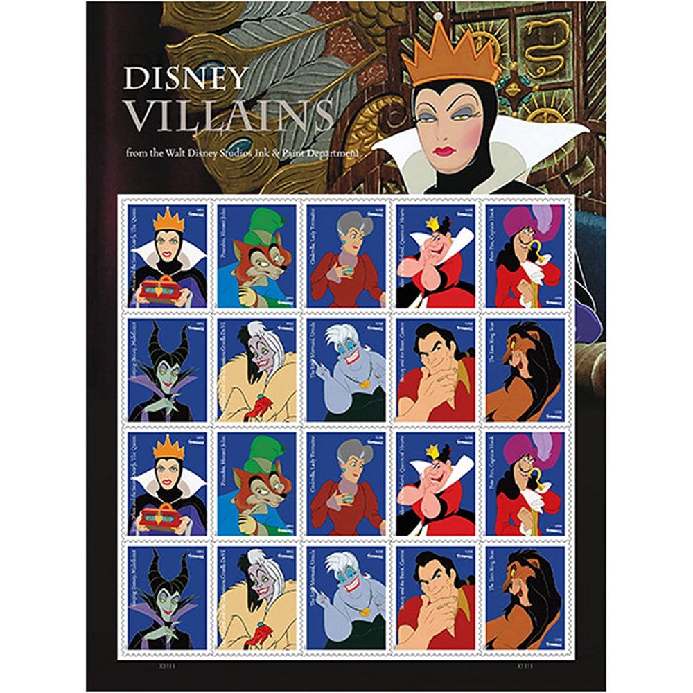 2017 USPS Walt Disney Villains Forever First Class Postage Stamps